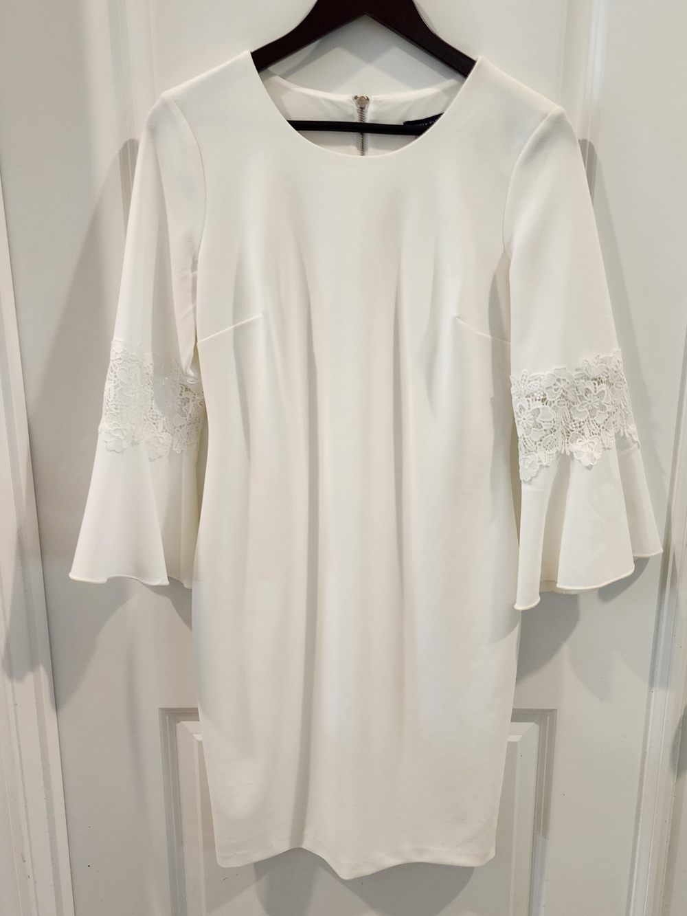 Tommy Hilfiger White Lace-Trim Bell Sleeve Dress Size 6 Like New!